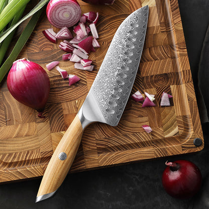 Cuchillo Santoku 18cm 14Cr+Damasco Olivo