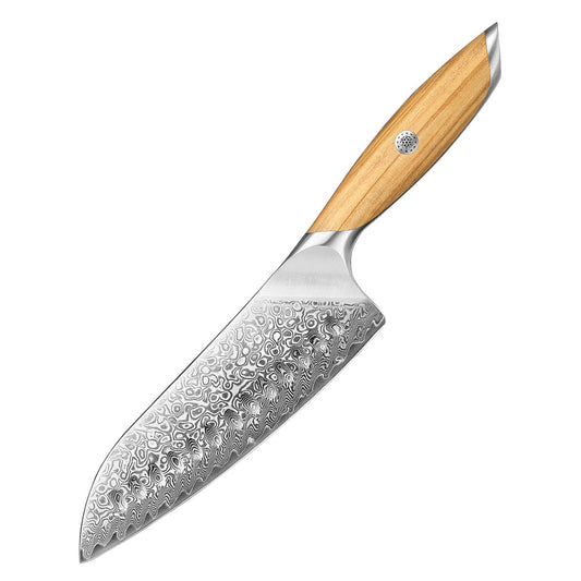 Cuchillo Santoku 18cm 14Cr+Damasco Olivo