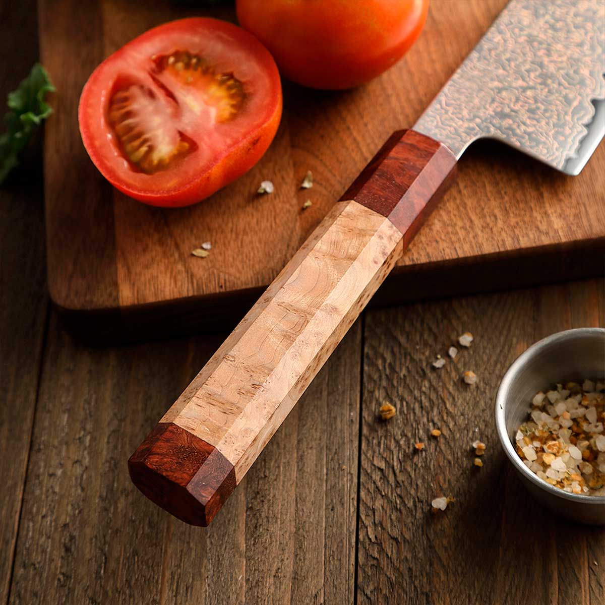 Cuchillo Gyuto 21cm 12Cr+Damasco Cobre Sicomoro | PREMIUM