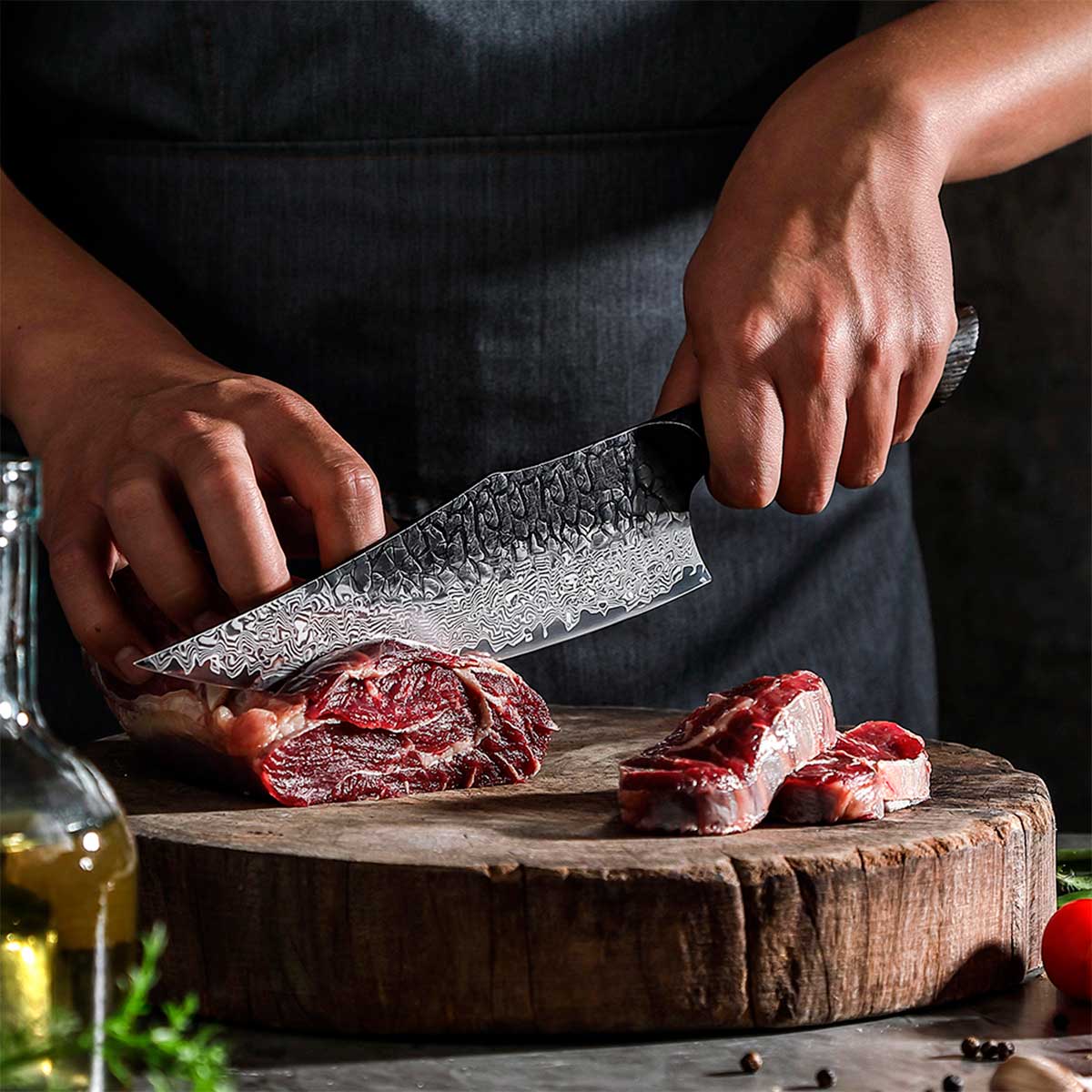 Cuchillo Kiritsuke 22cm 10Cr+Kurouchi Mango Roble