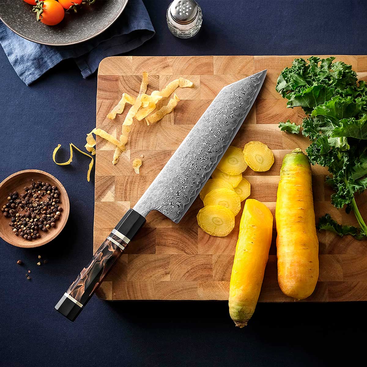 Cuchillo Kiritsuke 21cm ZDP-189+Damasco Bronce | PREMIUM