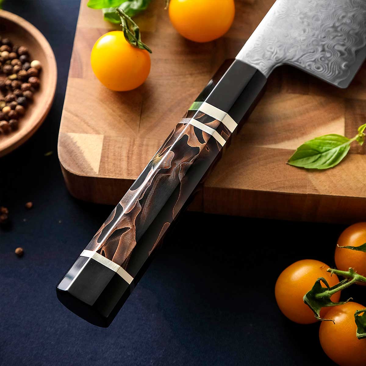 Cuchillo Kiritsuke 21cm ZDP-189+Damasco Bronce | PREMIUM