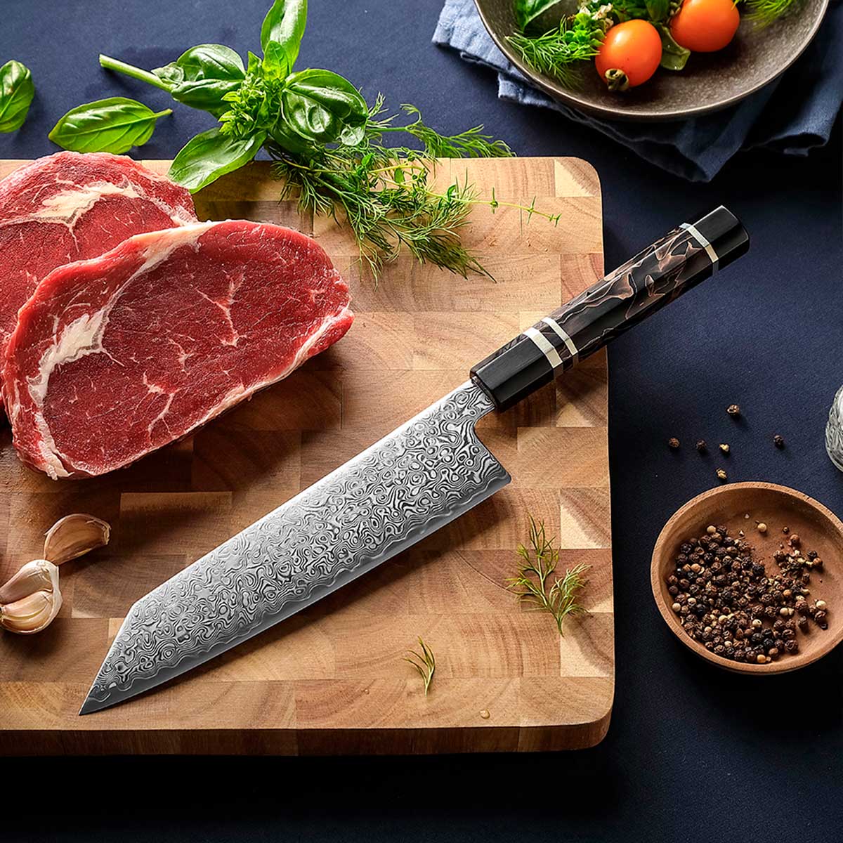 Cuchillo Kiritsuke 21cm ZDP-189+Damasco Bronce | PREMIUM