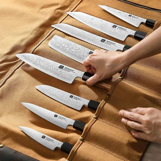 Roll 8pz cuchillos lona - Khaki
