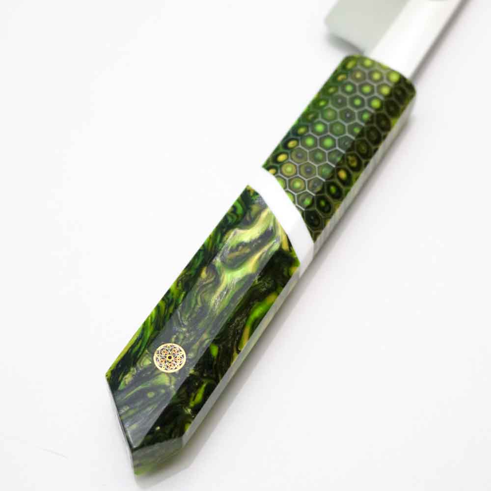 Cuchillo Yanagi ZURDO de 27 cm acero 10 Cr mango verde